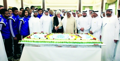 H.H. Sheikh Hamdan Bin Rashid congratulates Al Nasr Club on the Arabian Gulf Cup
