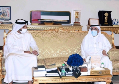Hamdan bin Rashid receives Rashid bin Humaid Al Nuaimi